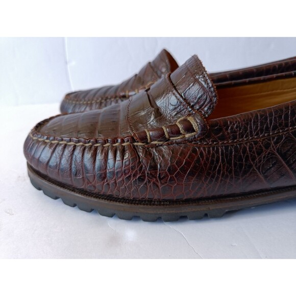 Martin Dingman Loafers Men’s 9.5 Brown Crocodile Embossed - Picture 4 of 9